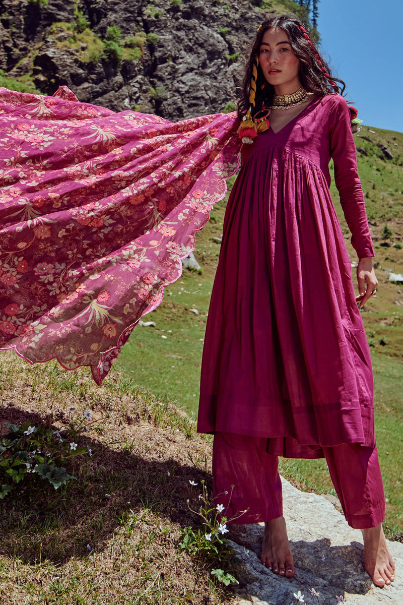 Lou Anarkali Set – Grape cotton mul by Paulmi & Harsh-kahan Sep'26 in purple for women Worldwide