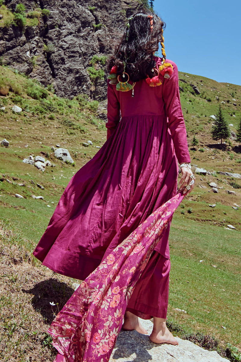 Lou Anarkali Set – Grape cotton mul by Paulmi & Harsh-kahan Sep'26 in purple for women Worldwide