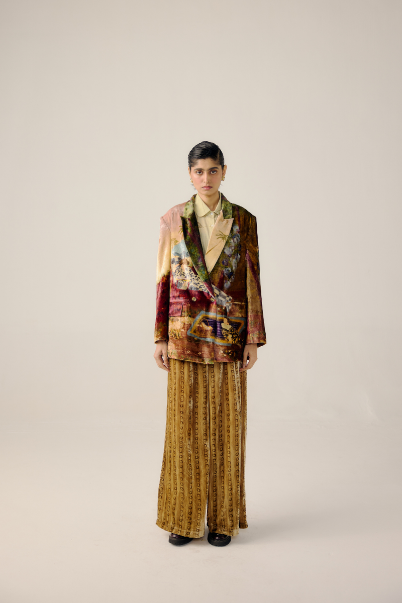 LOUNGE PANTS-Mustard Stripes by CORD for women Worldwide