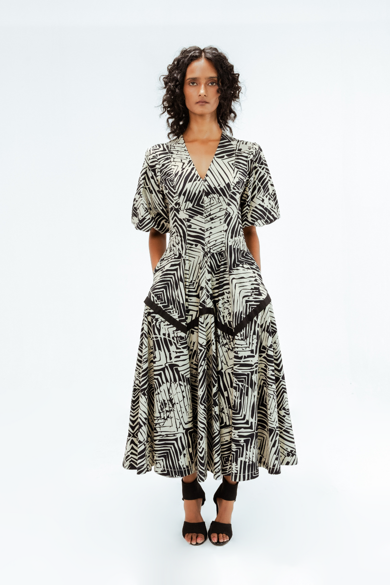 Florix Print Thalia Dress 100% cotton by Leh Studios in multi color for women Worldwide