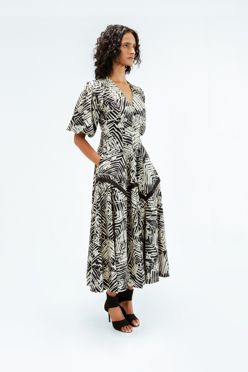 Florix Print Thalia Dress 100% cotton by Leh Studios in multi color for women Worldwide