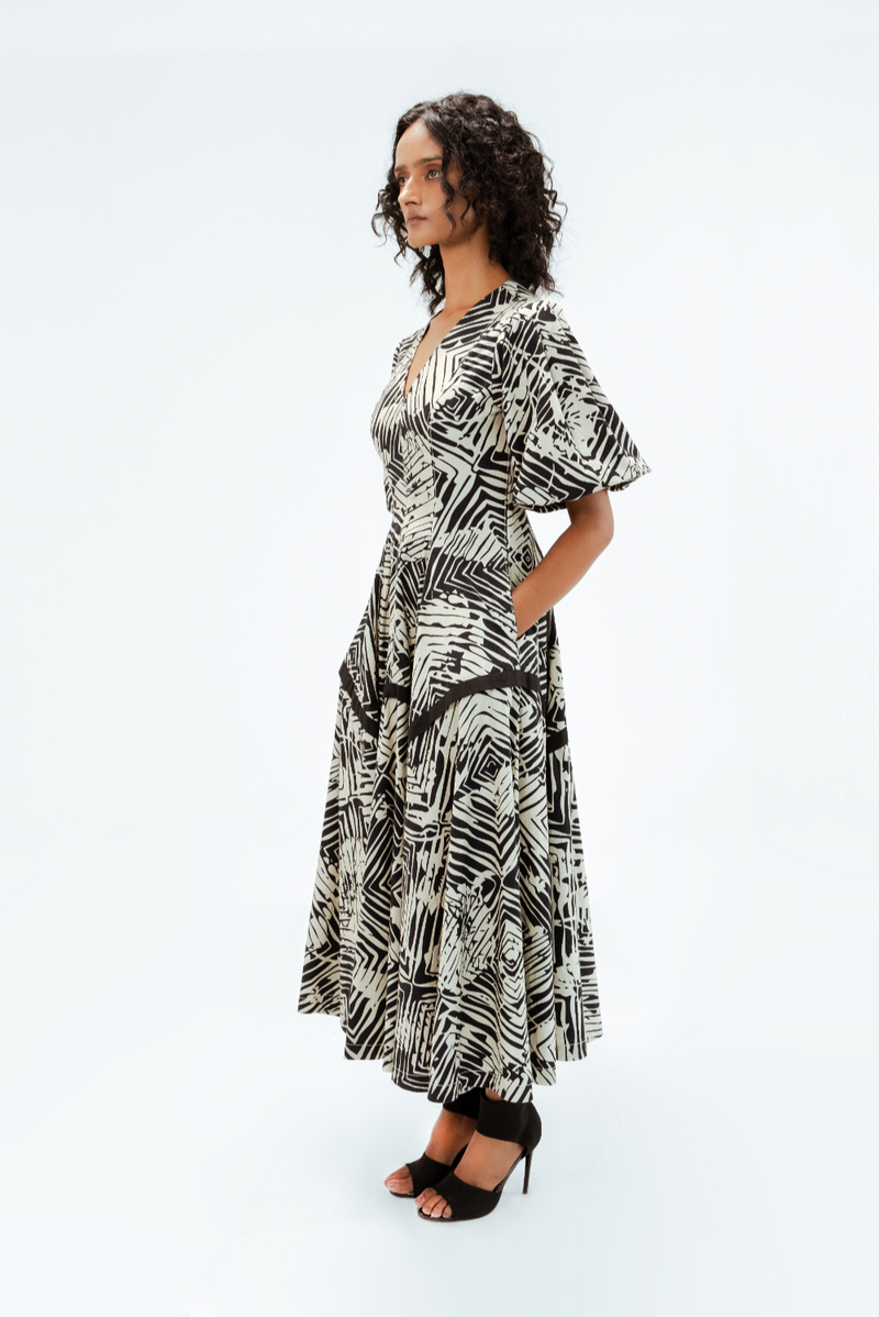 Florix Print Thalia Dress 100% cotton by Leh Studios in multi color for women Worldwide