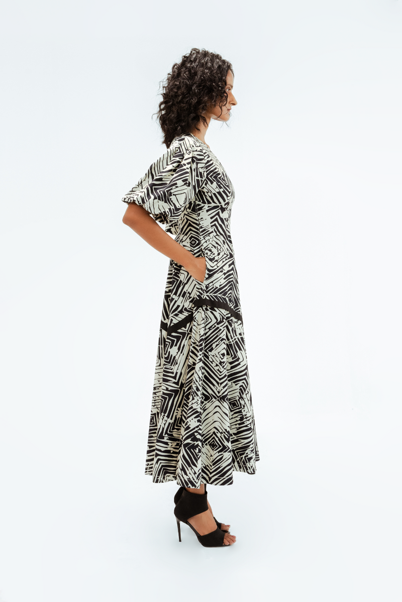 Florix Print Thalia Dress 100% cotton by Leh Studios in multi color for women Worldwide
