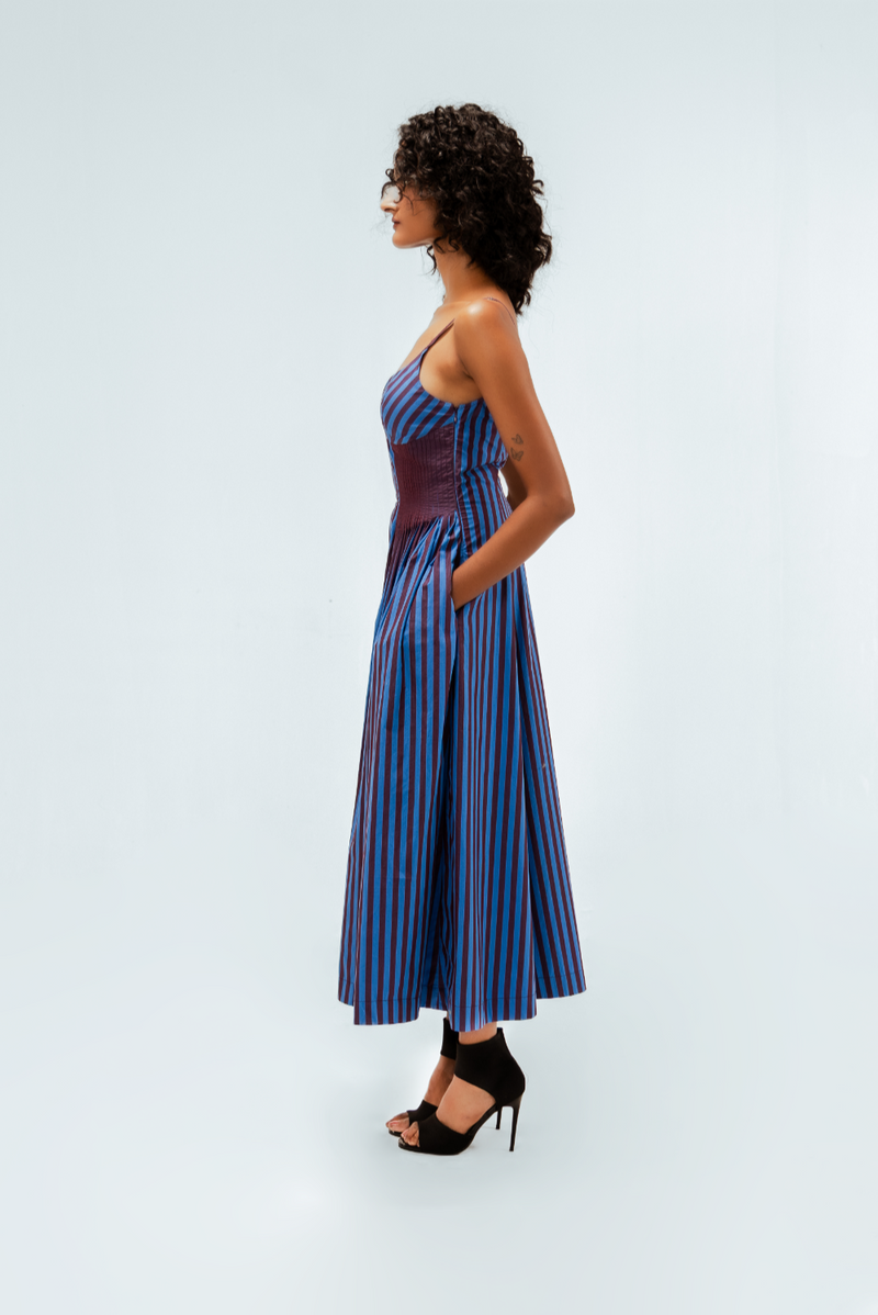 Meva Dress 100% cotton by Leh Studios in multi color for women Worldwide