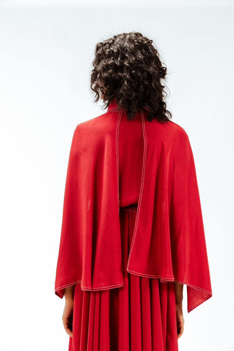 Selma Crepe Dress by Leh Studios in red color for women Worldwide