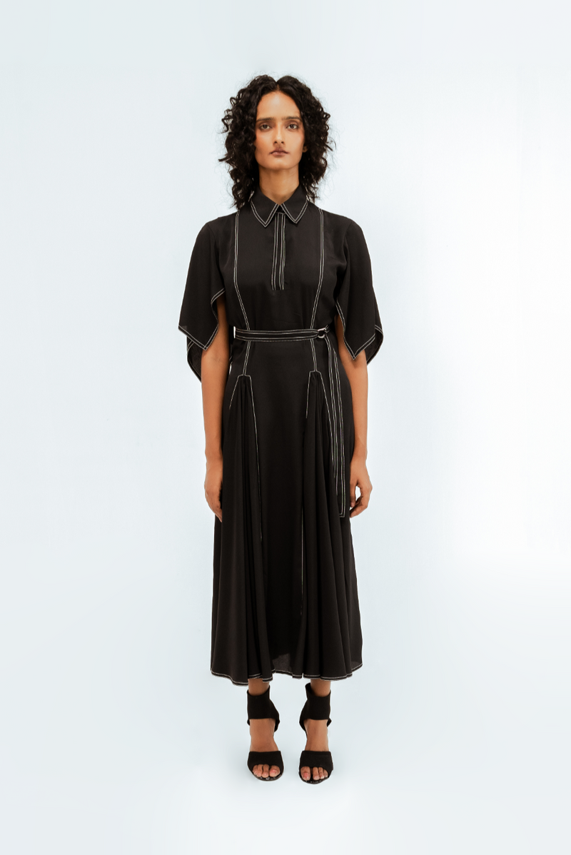 Samara Dress by Leh Studios in black color for women Worldwide