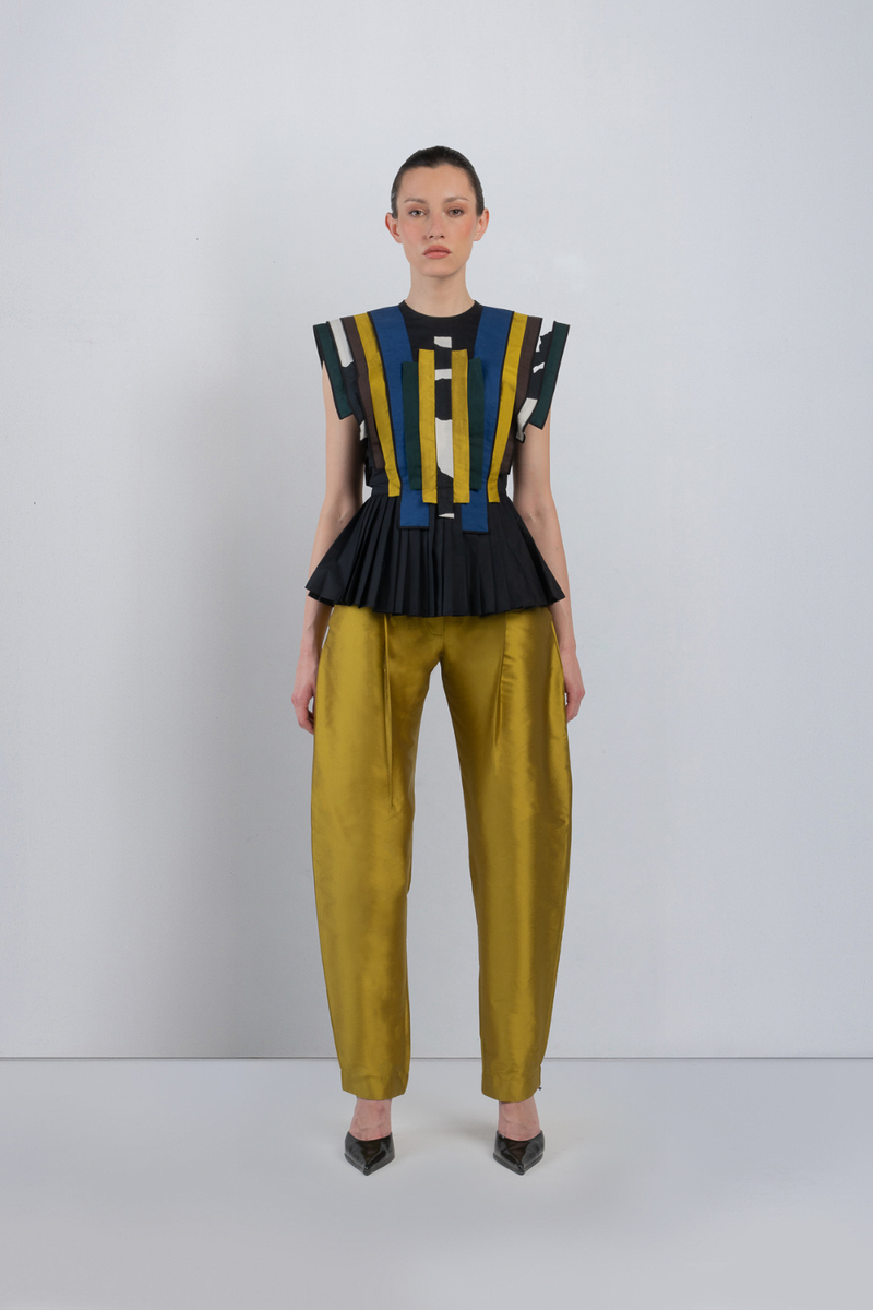 LYME BARREL PANTS - Lime Yellow pant/trouser by Leh Studios in lime yellow for women Worldwide