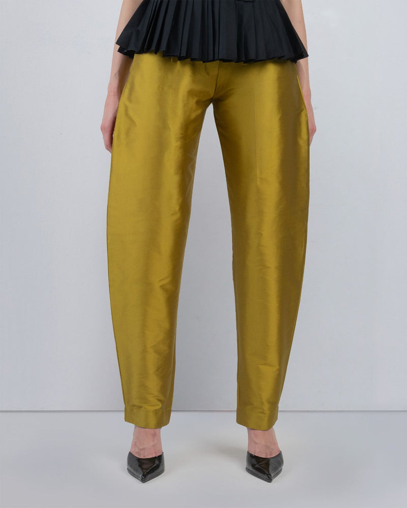 LYME BARREL PANTS - Lime Yellow pant/trouser by Leh Studios in lime yellow for women Worldwide