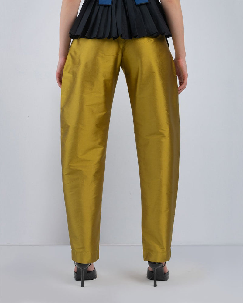 LYME BARREL PANTS - Lime Yellow pant/trouser by Leh Studios in lime yellow for women Worldwide
