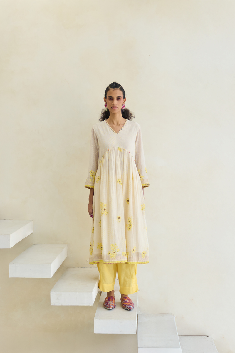 Lake Kurta cotton by SWATTI KAPOOR in white color for women Worldwide
