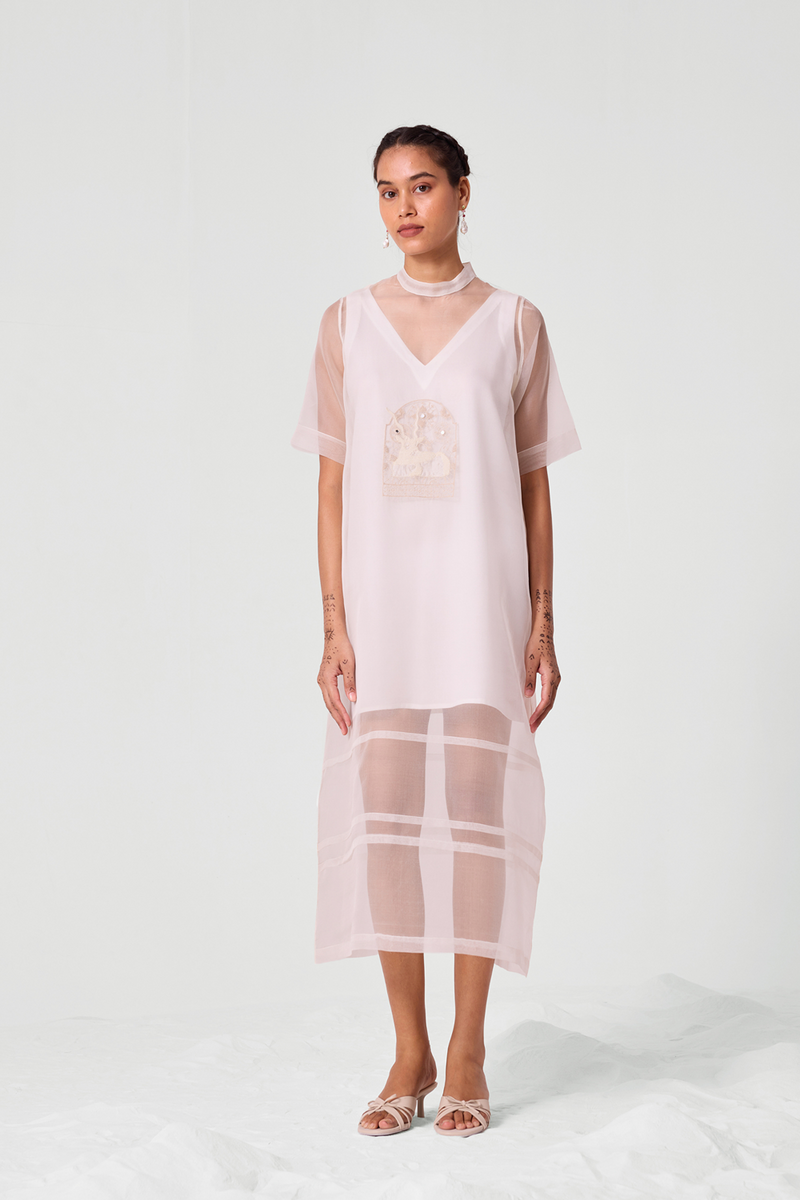 Larisa Off White Embroidered Dress