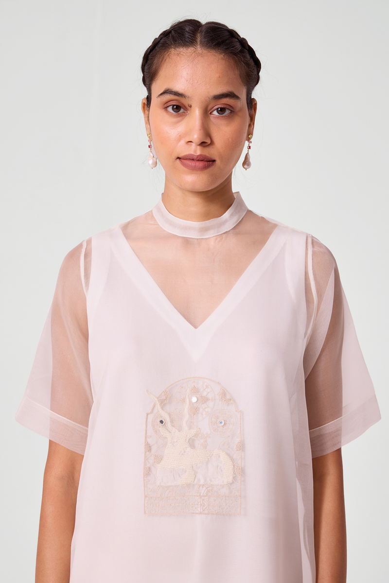 Larisa Off White Embroidered Dress
