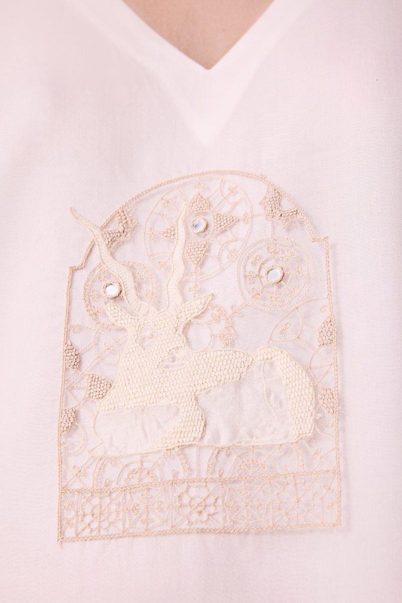 Larisa Off White Embroidered Dress