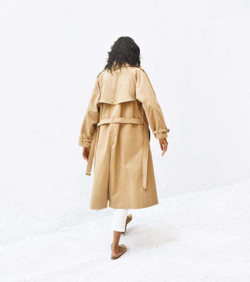 Latte Trench Coat Jackets & Overlays by Khara Kapas for women Worldwide