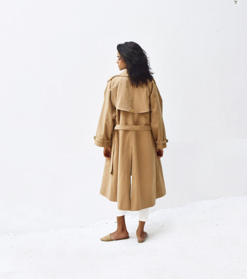Latte Trench Coat Jackets & Overlays by Khara Kapas for women Worldwide
