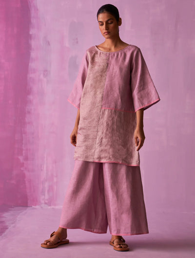 Ahana Metallic Linen Co-ord Set - Lavender