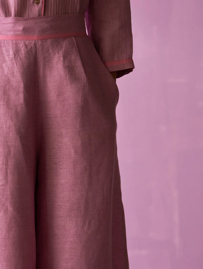 Ahana Metallic Linen Co-ord Set - Lavender