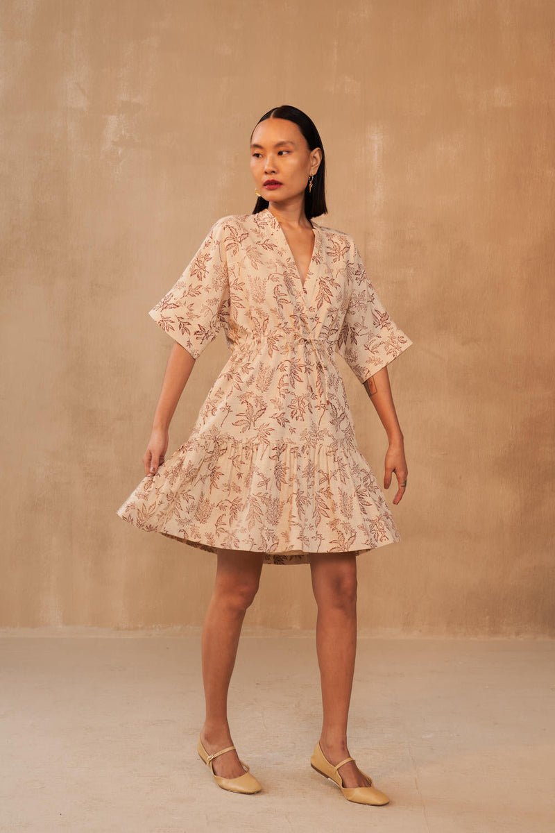Leafy Bloom Kala Cotton Dress cotton by SUI in multi color for women Worldwide