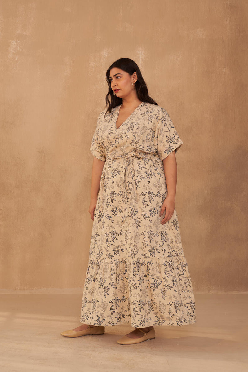 Leafy Bloom Kala Cotton Maxi Dress cotton by SUI in multi color for women Worldwide