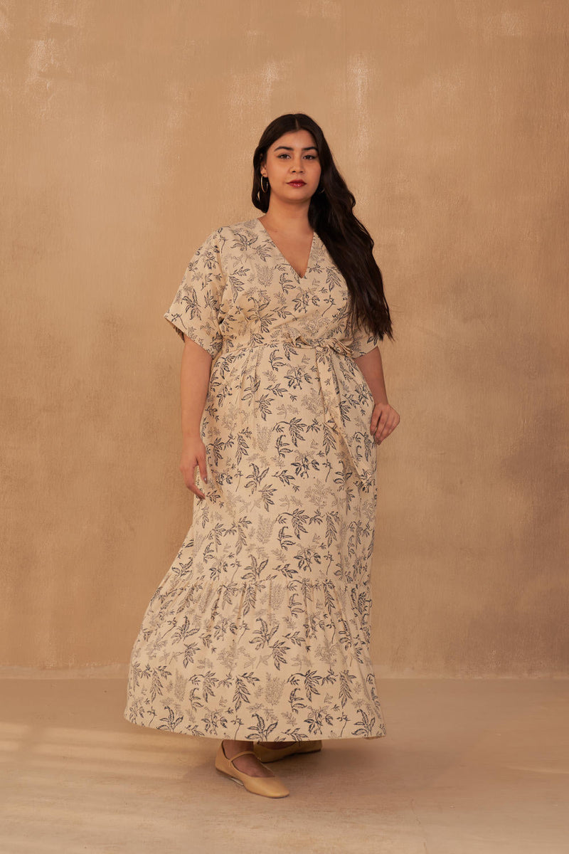Leafy Bloom Kala Cotton Maxi Dress cotton by SUI in multi color for women Worldwide
