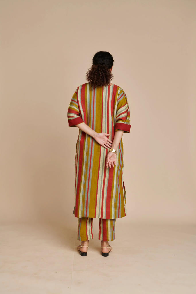 Leher Linen Dolman Kurta Set linen by Saphed in multi color for women Worldwide