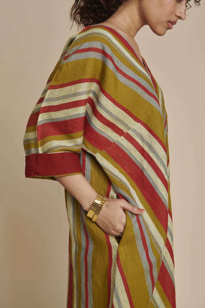 Leher Linen Dolman Kurta Set linen by Saphed in multi color for women Worldwide