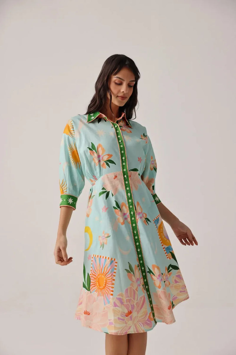 Lena Midi - Azure satin by NOIB for women Worldwide