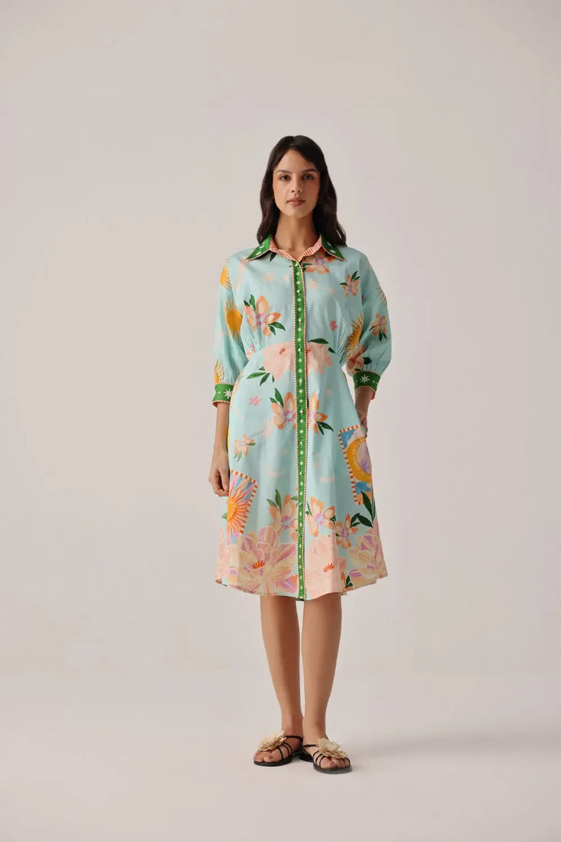 Lena Midi - Azure satin by NOIB for women Worldwide