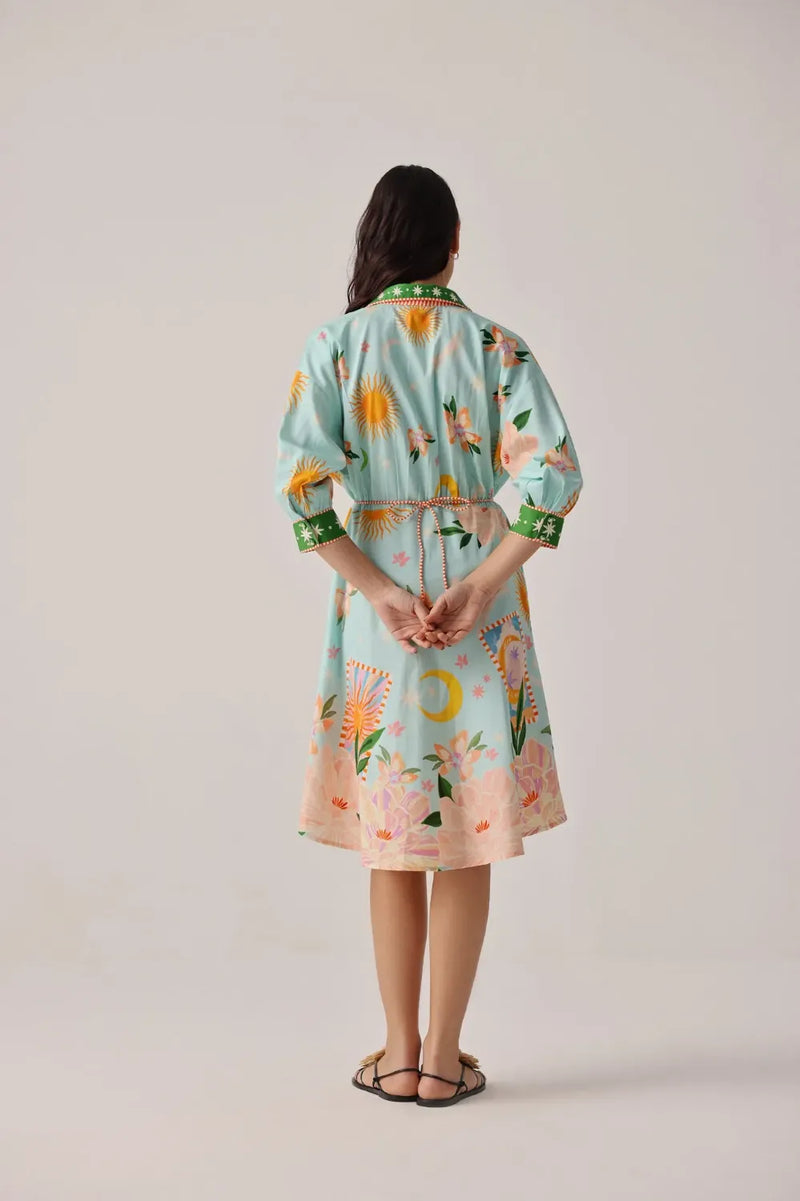 Lena Midi - Azure satin by NOIB for women Worldwide
