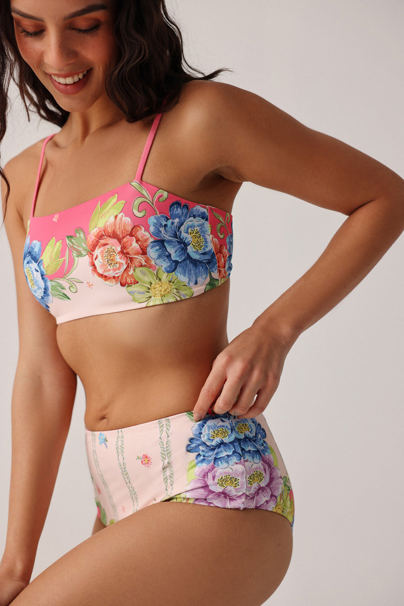 Levi Bikini Set-Bloom poly spandex resort wear by NOIB in pink for women Worldwide