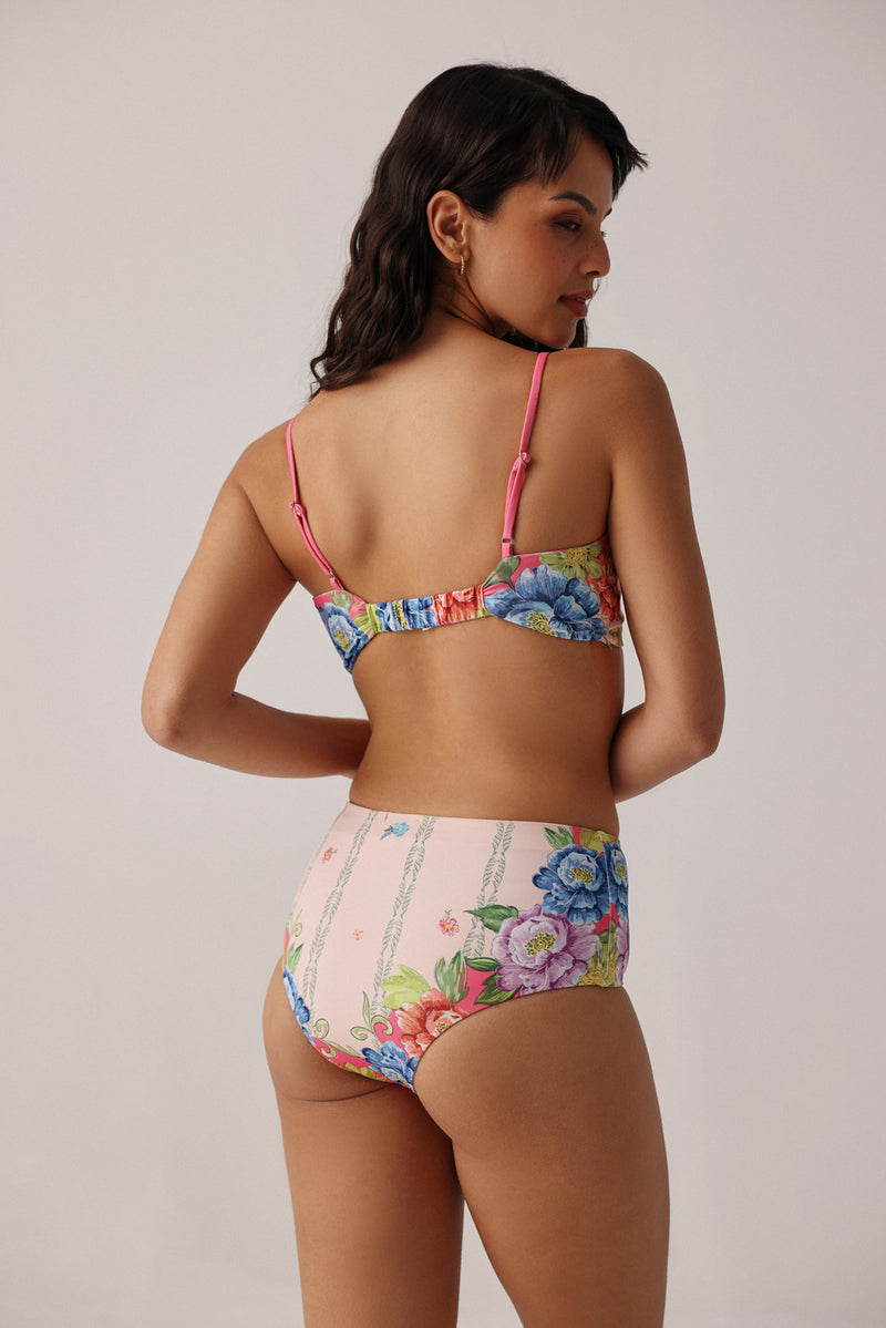 Levi Bikini Set-Bloom poly spandex resort wear by NOIB in pink for women Worldwide