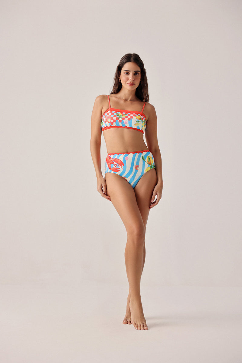 Levi Bikini Set-Summer Zest poly spandex resort wear by NOIB in red for women Worldwide
