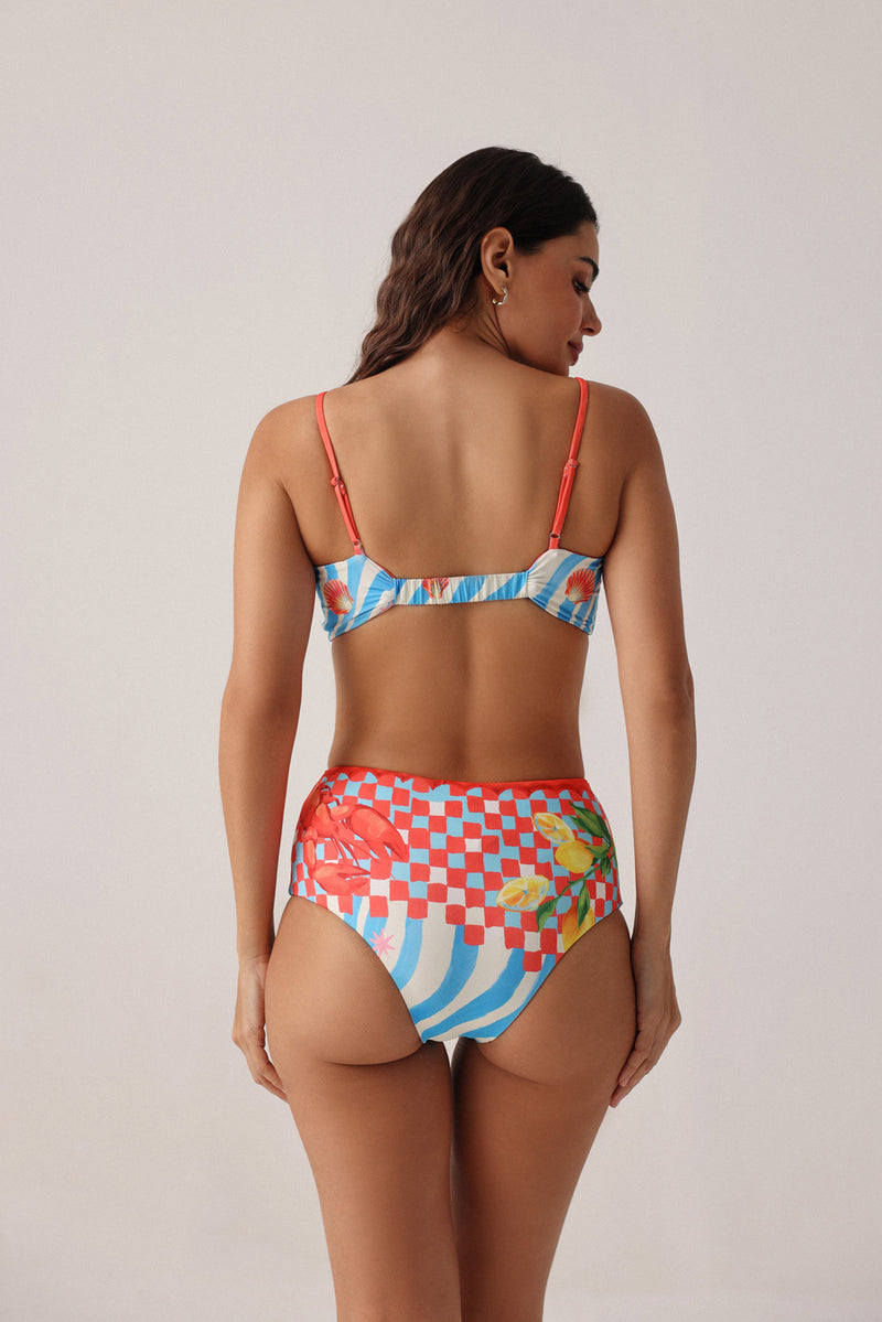 Levi Bikini Set-Summer Zest poly spandex resort wear by NOIB in red for women Worldwide