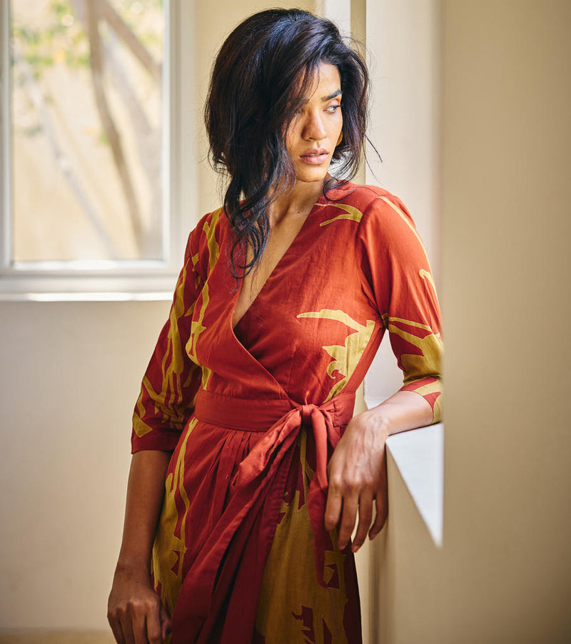Life's Journey cotton by Khara Kapas in red for women Worldwide