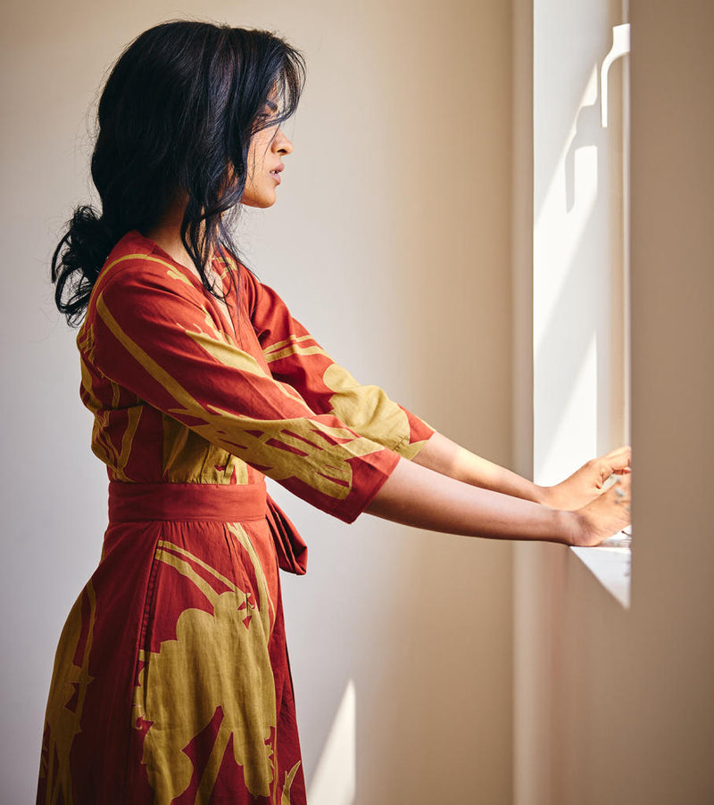 Life's Journey cotton by Khara Kapas in red for women Worldwide