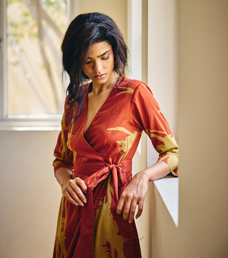 Life's Journey cotton by Khara Kapas in red for women Worldwide