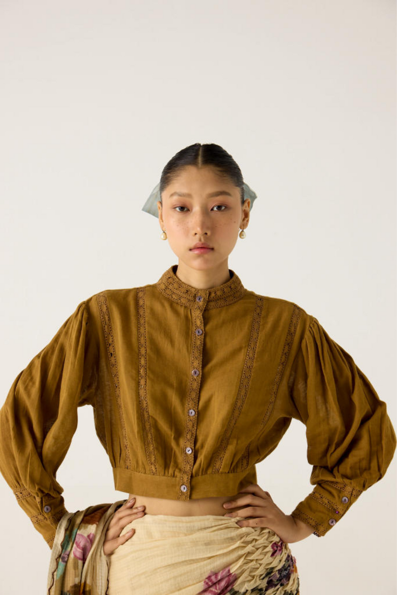 LILY TOP-KHAKI cotton by CORD in multi for women Worldwide