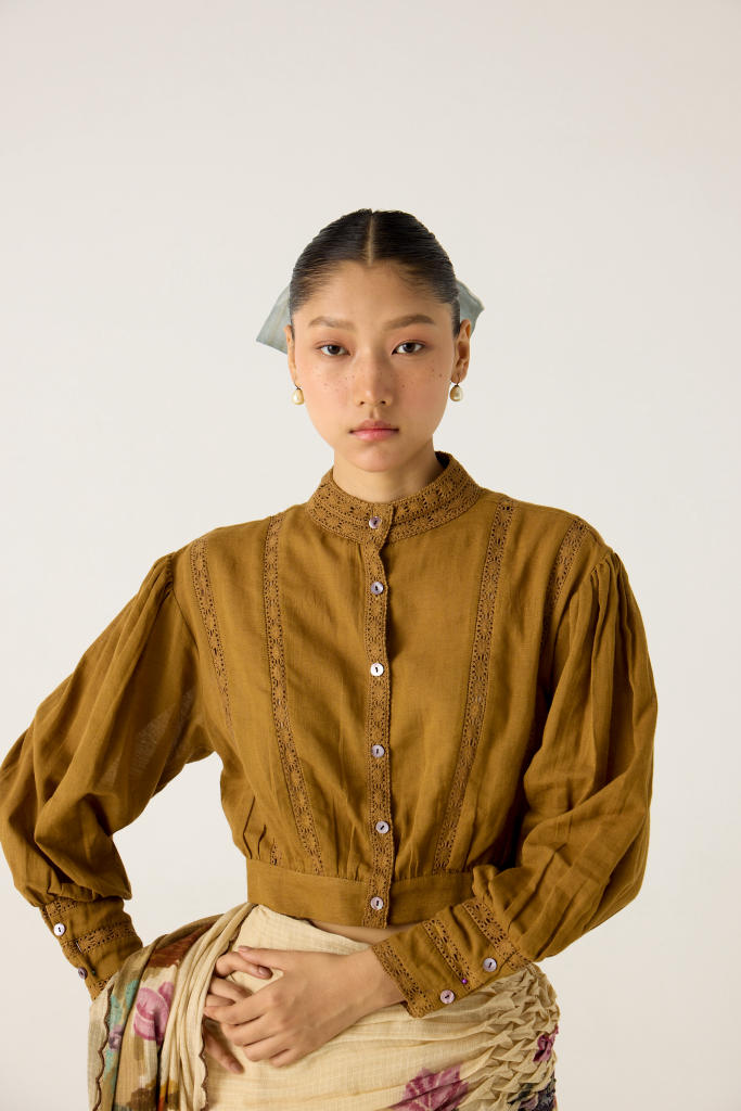 LILY TOP-KHAKI cotton by CORD in multi for women Worldwide