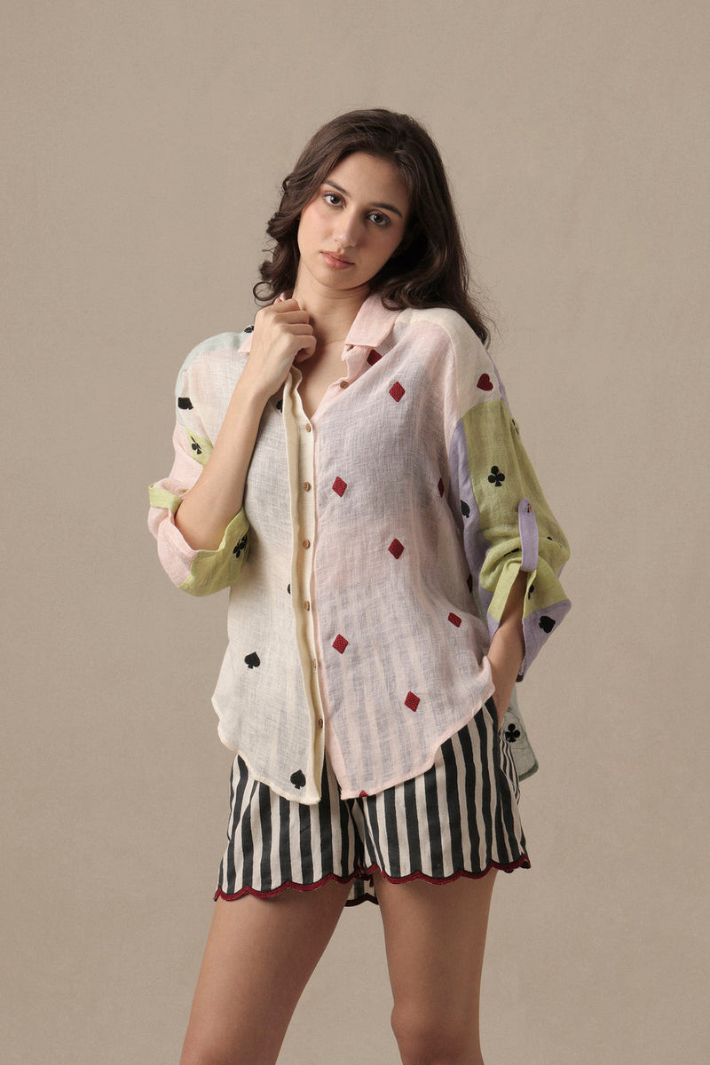 Linen Deck Shirt linen top/shirt by Mati in beige for women Worldwide