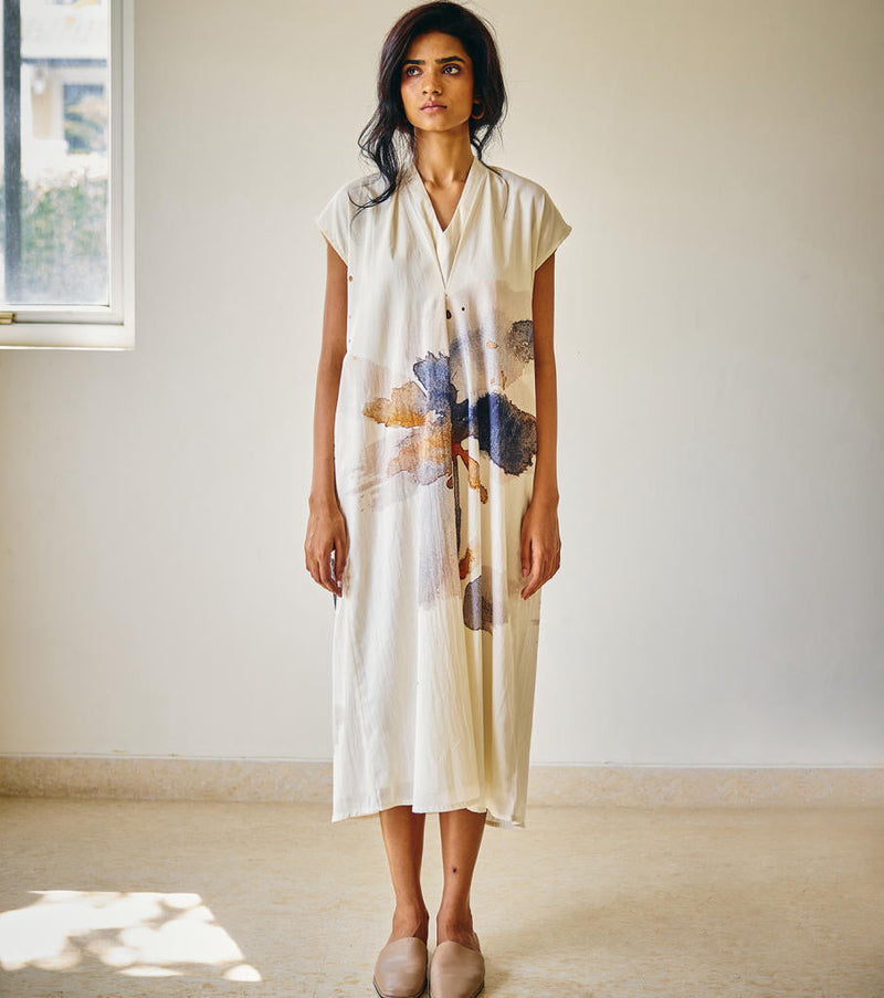 Lost in Whimsy Dress cotton by Khara Kapas in white for women Worldwide