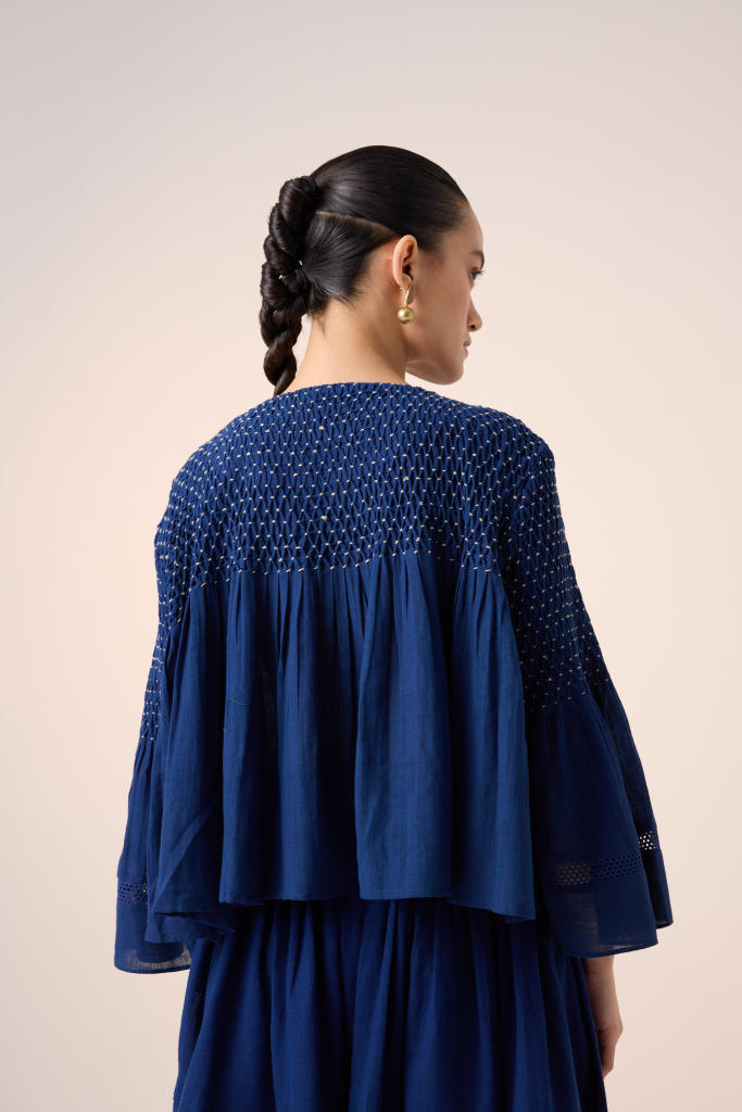LOUIE SET -BLUE (LOUIE TOP + PINTUCK SKIRT) cotton by CORD in multi for women Worldwide