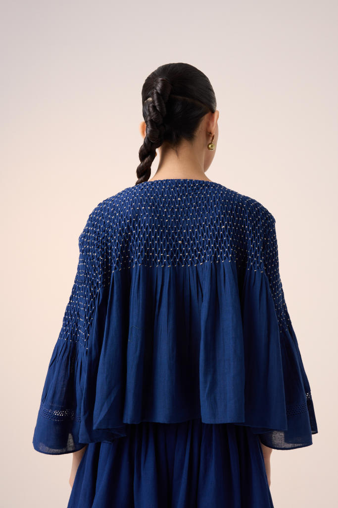 LOUIE SET -BLUE (LOUIE TOP + PINTUCK SKIRT) cotton by CORD in multi for women Worldwide