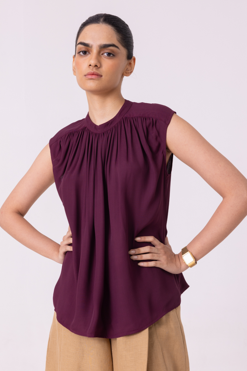 Louisa Wine Top satin by The Summer House in orange color for women Worldwide