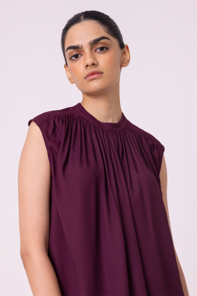 Louisa Wine Top satin by The Summer House in orange color for women Worldwide