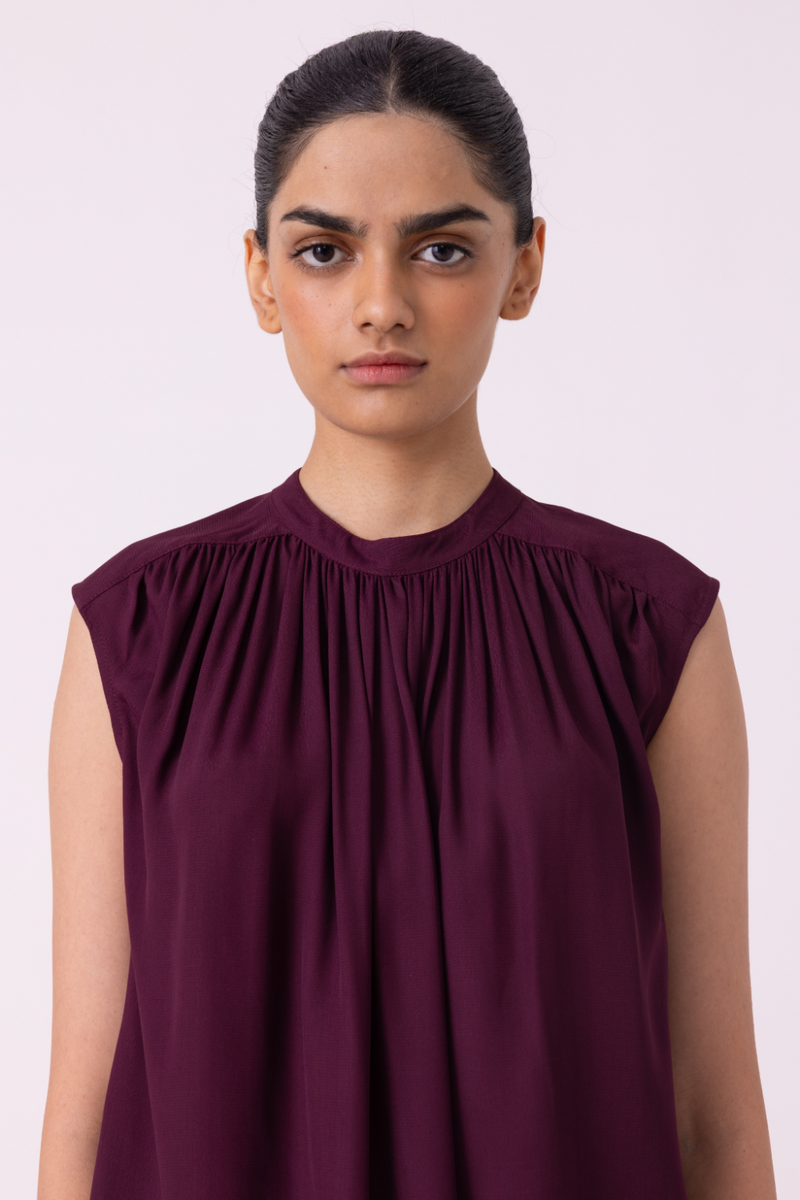 Louisa Wine Top satin by The Summer House in orange color for women Worldwide