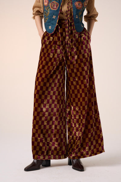 Lounge Pant-MAROON OLIVE CHECKS