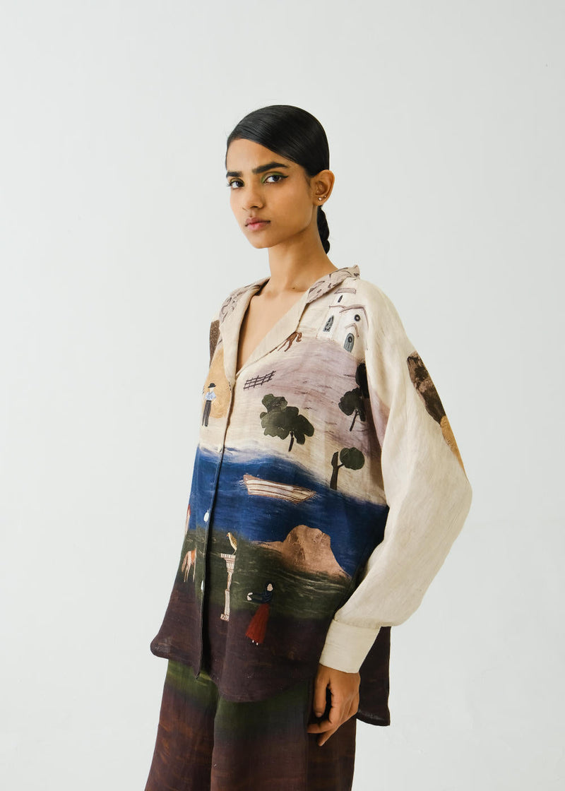 Lounge Shirt -Village Print by CORD for women Worldwide