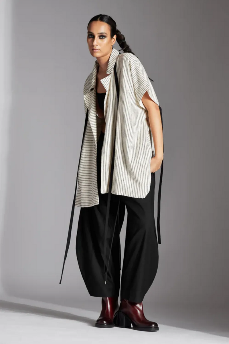 Lua Jacket-off-White and Black cotton by Chola in black color for women Worldwide