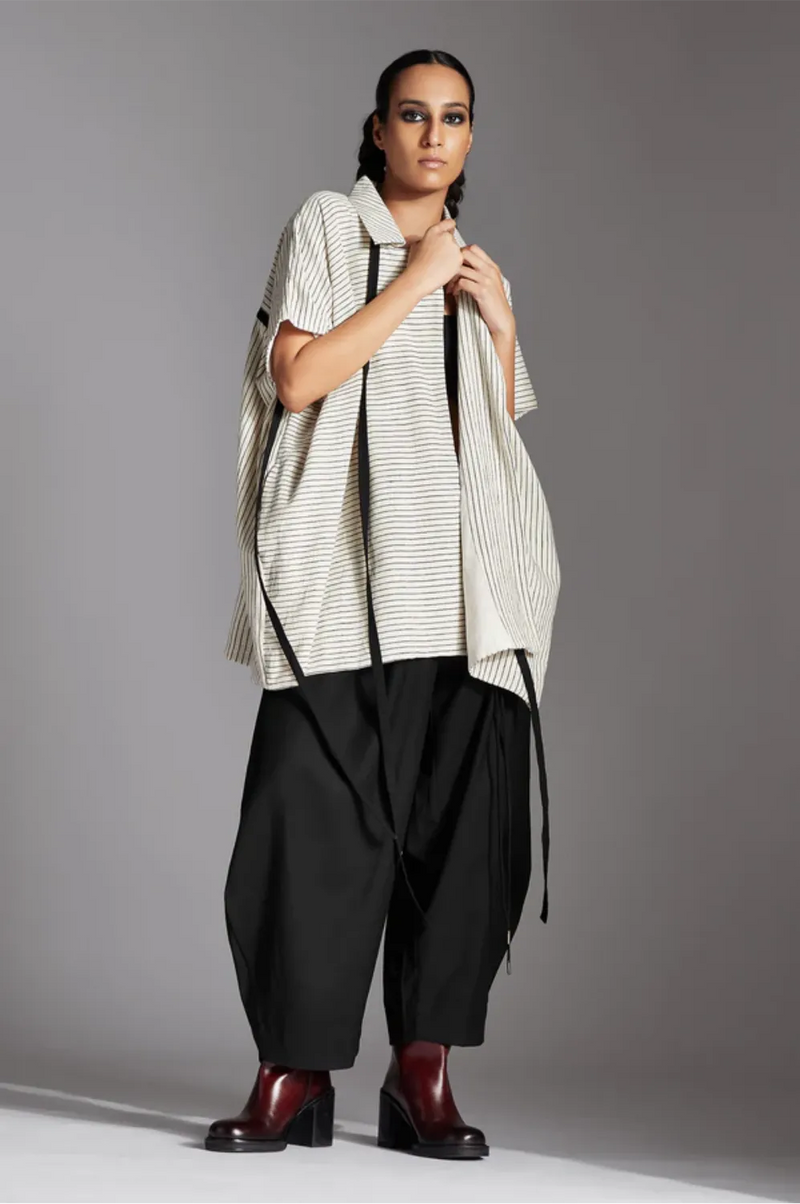 Lua Jacket-off-White and Black cotton by Chola in black color for women Worldwide