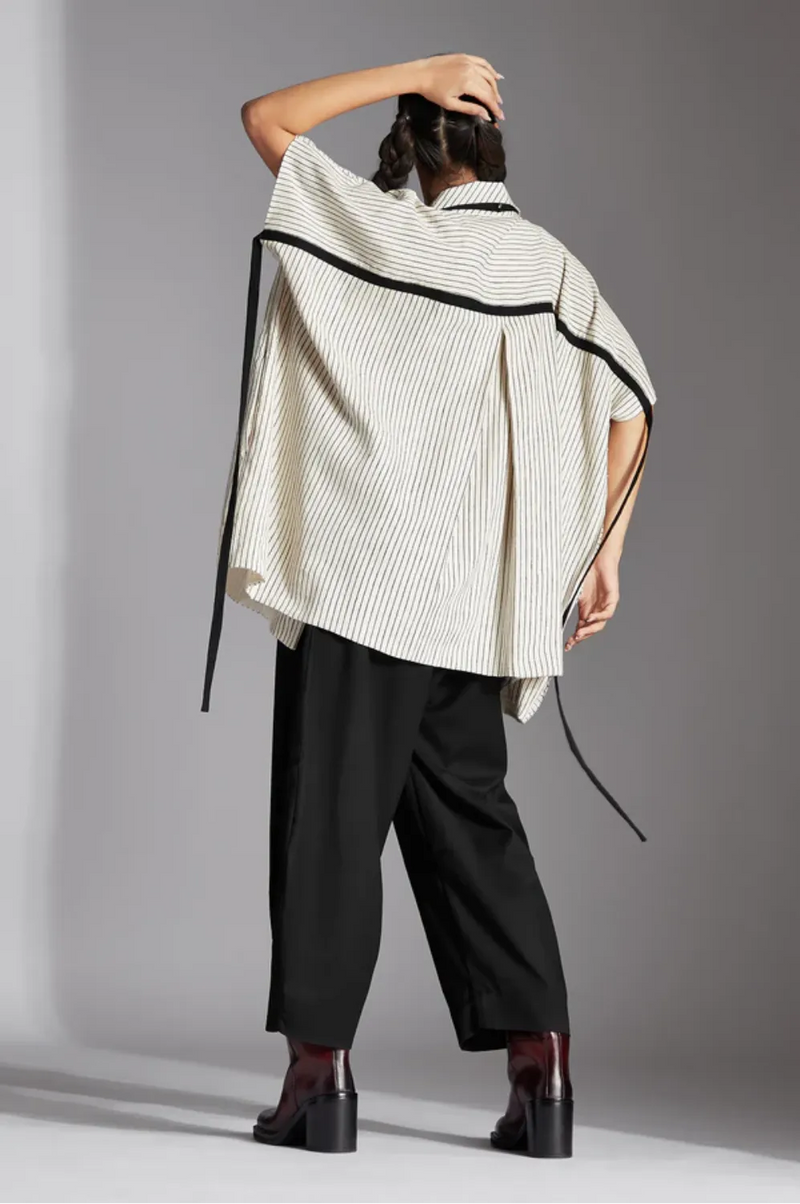 Lua Jacket-off-White and Black cotton by Chola in black color for women Worldwide
